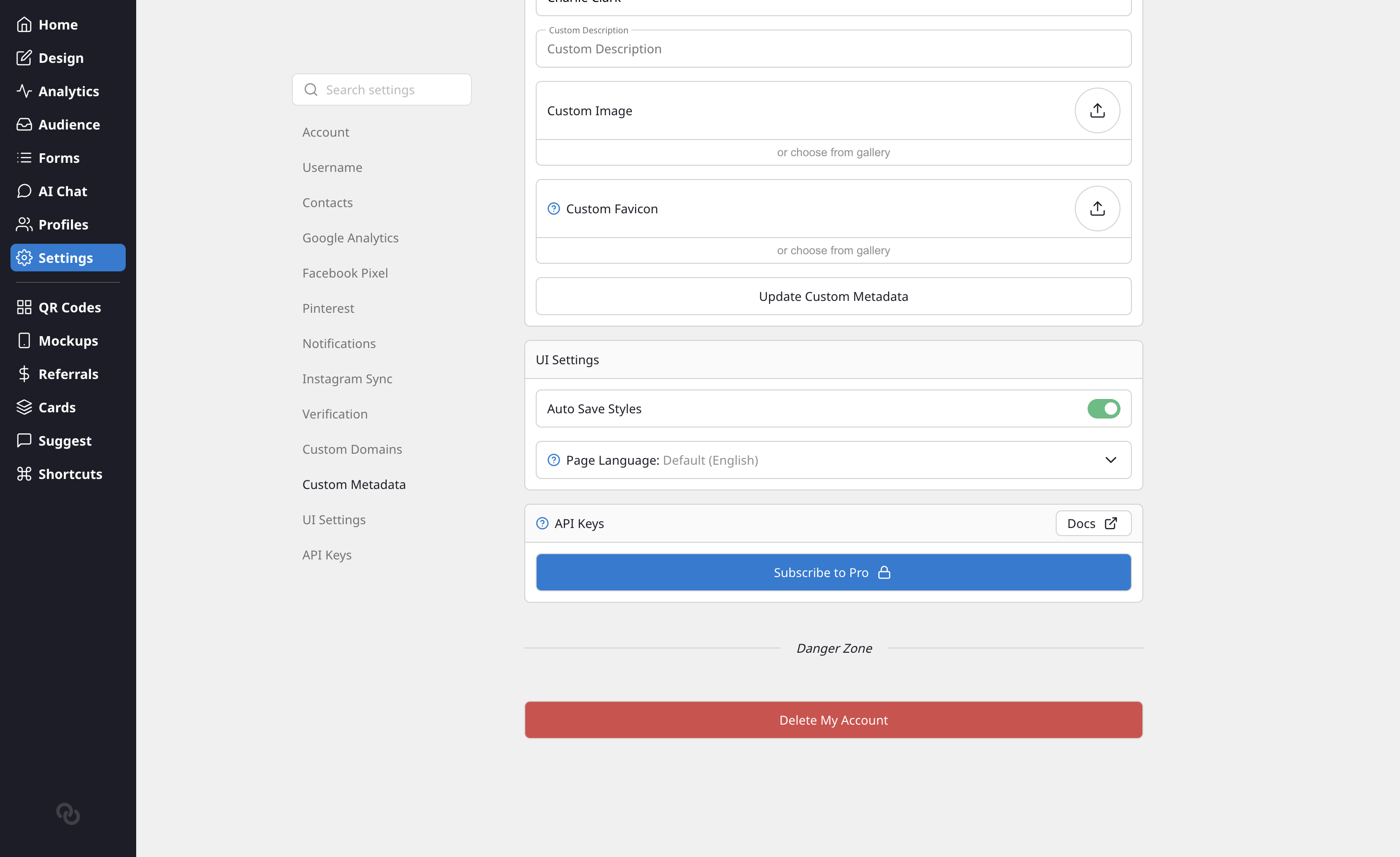 The Page Language dropdown in UI Settings